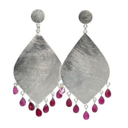Euro Silver Gemstone Marquis Earrings- CA323