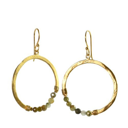 Euro Gold Hoop Earrings-many Gemstone  varieties A239