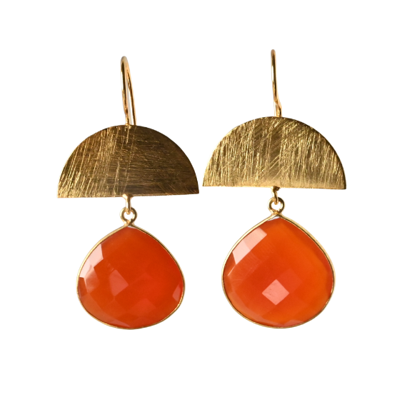 Euro Gold Gemstone Drop Earrings-A298A