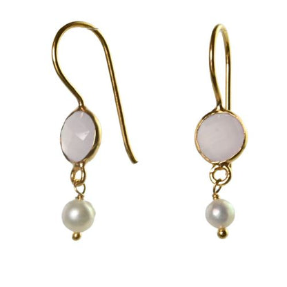 Euro Gold Gemstone and Pearl Earrings- A332a