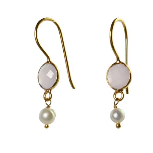 Euro Gold Gemstone and Pearl Earrings- A332a