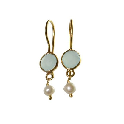 Euro Gold Gemstone and Pearl Earrings- A332a
