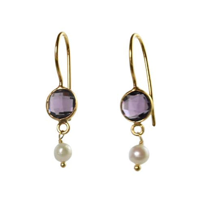 Euro Gold Gemstone and Pearl Earrings- A332a