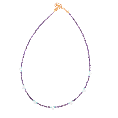 Euro Gold Gemstone Choker Necklace 40+5 cm  A370