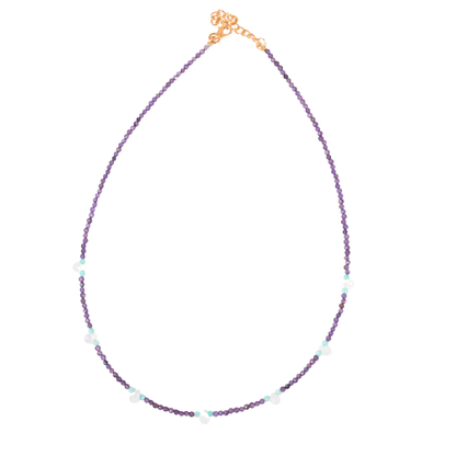 Euro Gold Gemstone Choker Necklace 40+5 cm  A370