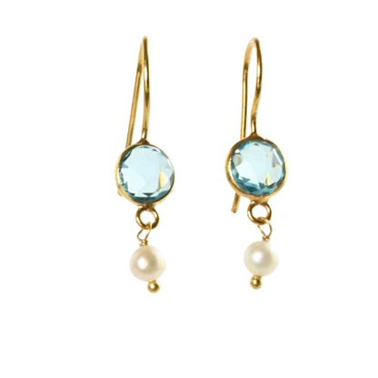 Euro Gold Gemstone and Pearl Earrings- A332a