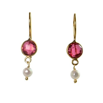 Euro Gold Gemstone and Pearl Earrings- A332a