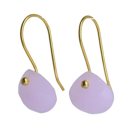 Euro Gold Gemstone Drop Earrings- A279