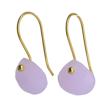 Euro Gold Gemstone Drop Earrings- A279