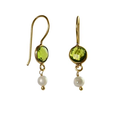 Euro Gold Gemstone and Pearl Earrings- A332a