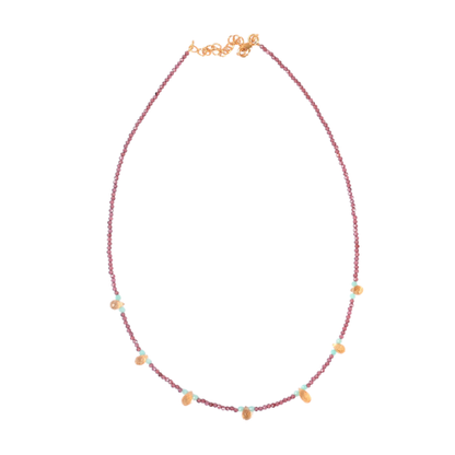 Euro Gold Gemstone Choker Necklace 40+5 cm  A370
