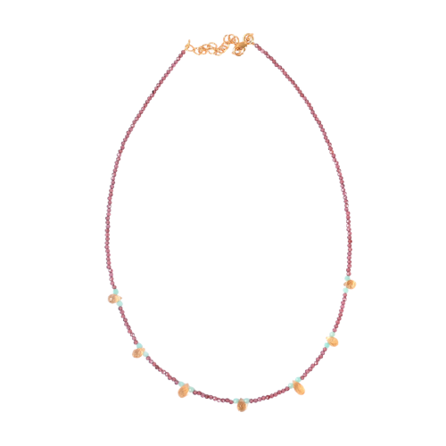 Euro Gold Gemstone Choker Necklace 40+5 cm  A370