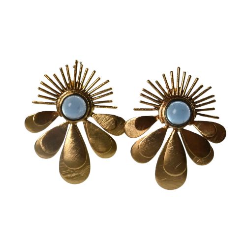 Euro Gold Gemstone Daisy starburst stud Earrings- A30A