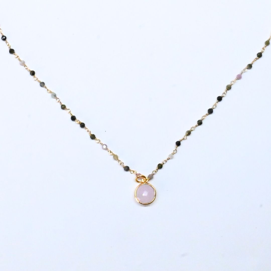 Euro Gold  Assorted Gemstones 45 cm plus 5 cm extender chain Necklace A1.