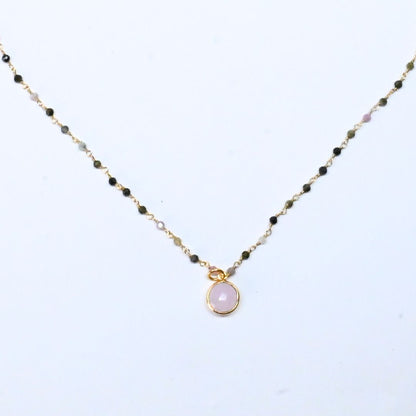 Euro Gold  Assorted Gemstones 45 cm plus 5 cm extender chain Necklace A1.