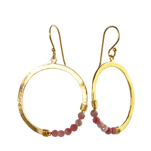 Euro Gold Hoop Earrings-many Gemstone  varieties A239
