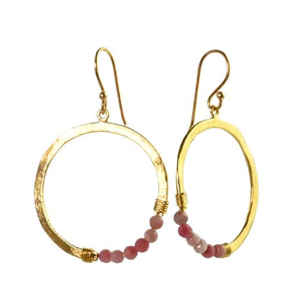 Euro Gold Hoop Earrings-many Gemstone  varieties A239
