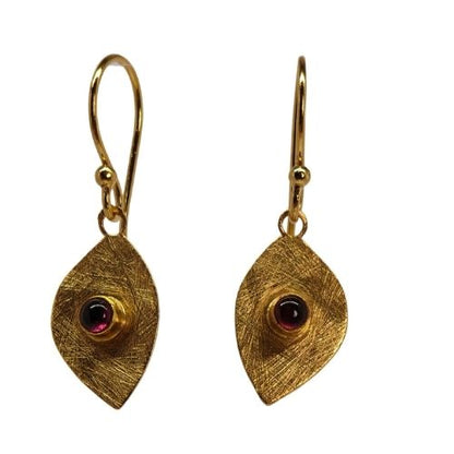 Euro Gold Gemstone Drop Earrings-A318