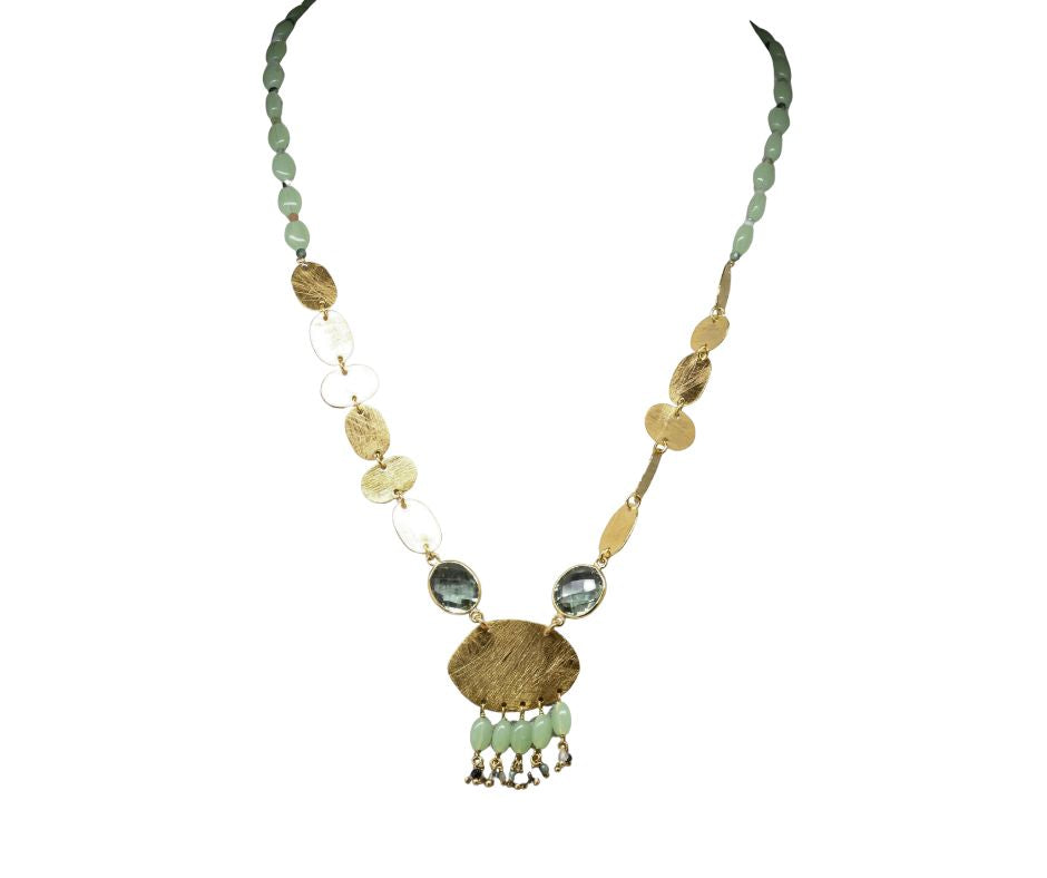 Euro Gold Gemstone Necklace 50 cm  A326