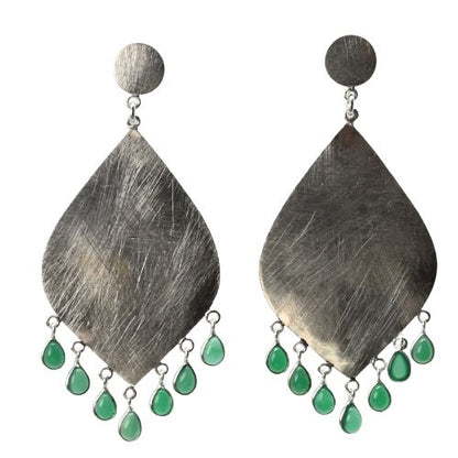 Euro Silver Gemstone Marquis Earrings- CA323