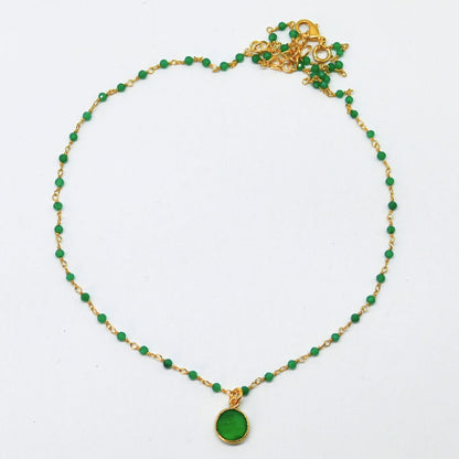 Euro Gold  Assorted Gemstones 45 cm plus 5 cm extender chain Necklace A1.