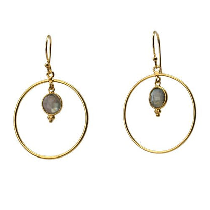 Euro Gold Gemstone Hoop Earrings- A283