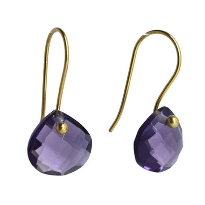 Euro Gold Gemstone Drop Earrings- A279