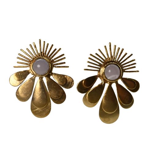 Euro Gold Gemstone Daisy starburst stud Earrings- A30A