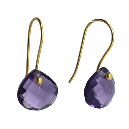 Euro Gold Gemstone Drop Earrings- A279