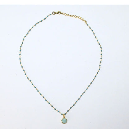 Euro Gold  Assorted Gemstones 45 cm plus 5 cm extender chain Necklace A1.