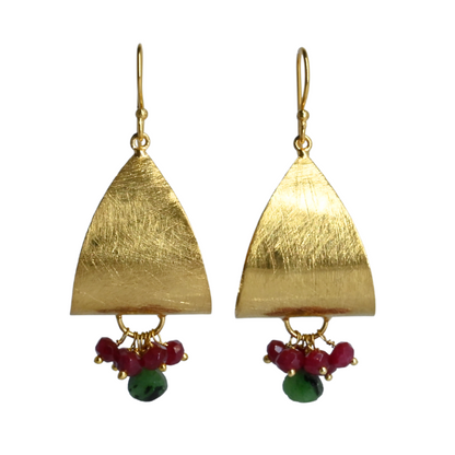 Euro Gold Gemstone Drop Earrings- A281