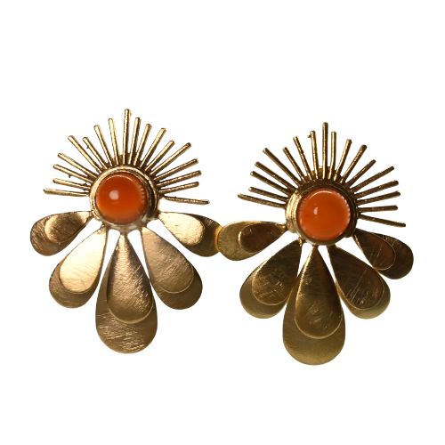 Euro Gold Gemstone Daisy starburst stud Earrings- A30A