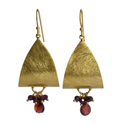 Euro Gold Gemstone Drop Earrings- A281