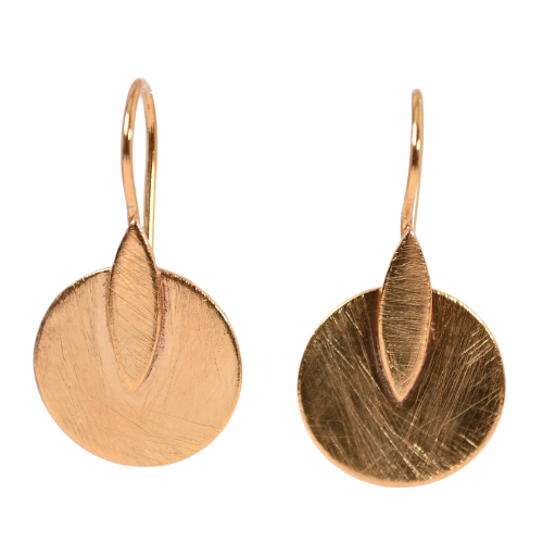 Euro Gold Round Marquis Drop Earrings B3a