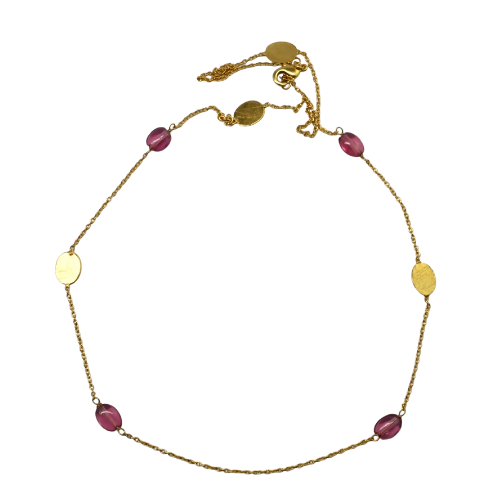 Euro gold Gemstone linked necklace  A180