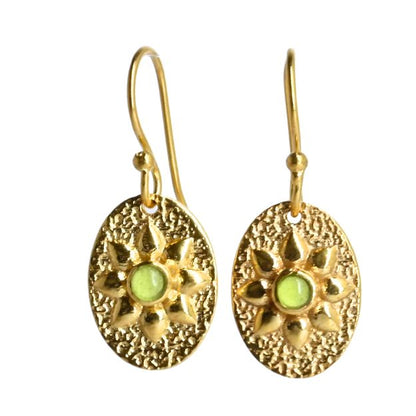 Euro Gold Gemstone Drop Earrings-A11B