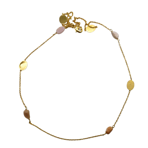 Euro gold Gemstone linked necklace  A180