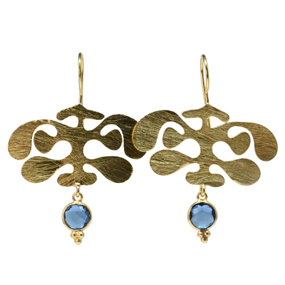 Euro Gold Gemstone Ginko Earrings A175
