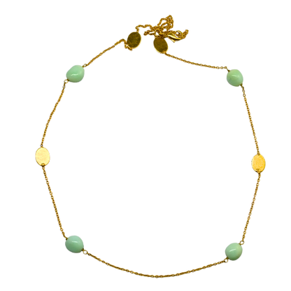 Euro gold Gemstone linked necklace  A180