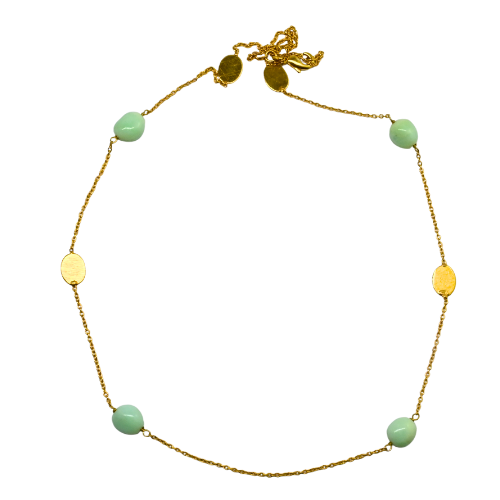 Euro gold Gemstone linked necklace  A180