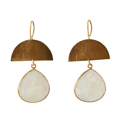 Euro Gold Gemstone Drop Earrings-A298A