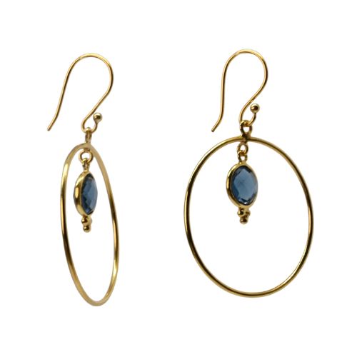 Euro Gold Gemstone Hoop Earrings- A283