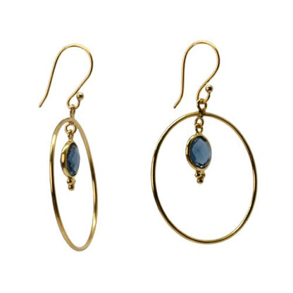 Euro Gold Gemstone Hoop Earrings- A283