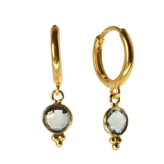 Euro Gold Gem Sleeper Earrings A9d