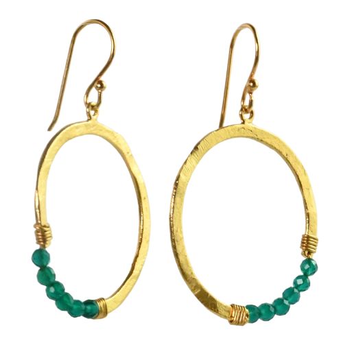 Euro Gold Hoop Earrings-many Gemstone  varieties A239