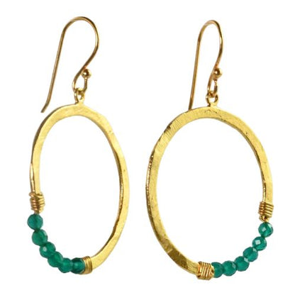 Euro Gold Hoop Earrings-many Gemstone  varieties A239