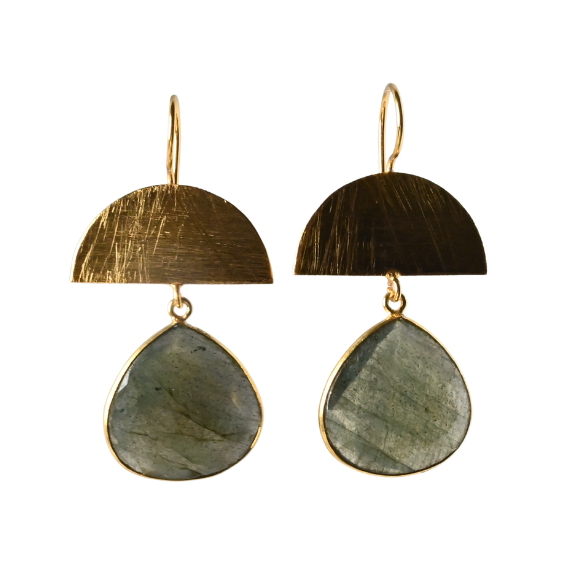 Euro Gold Gemstone Drop Earrings-A298A