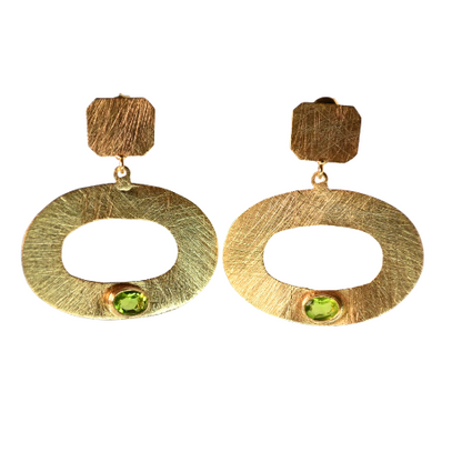 Euro Gold Gemstone Drop Earrings-A300