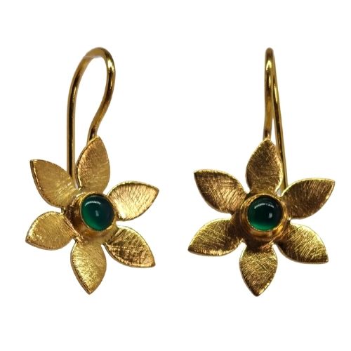 Euro Gold golden flower and gem Earrings- A350
