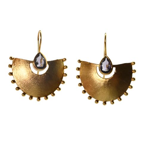 Euro Gold Gemstone Daisy starburst  Earrings- A26F
